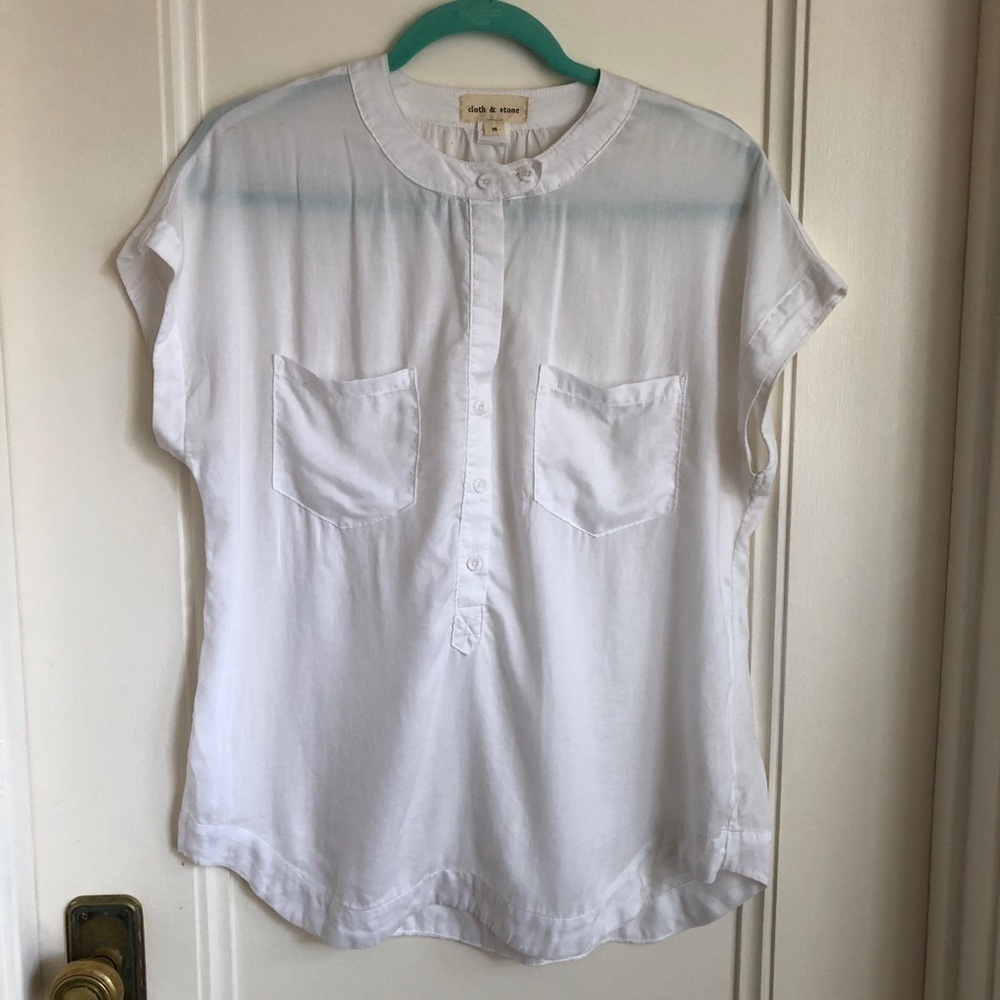 Cloth & Stone White Flowy Minimalist Blouse Top